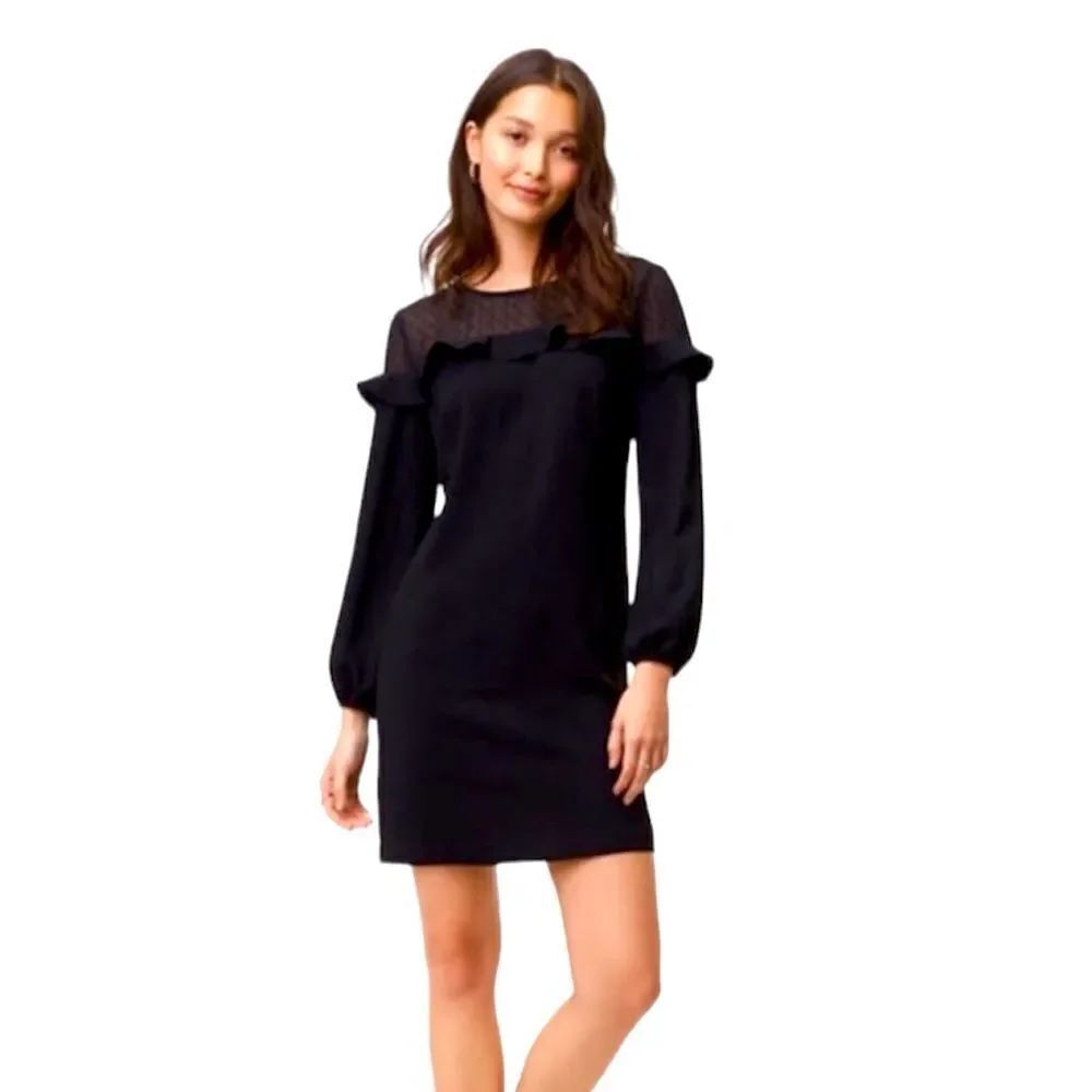 LOFT | Black Long Sleeve Shift Dress